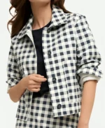 Emily-Copper-Emily-in-Paris-Season-04-Lily-Collins-Black-And-White-Plaid-Cropped-Jacket