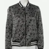 Emily In Paris Lily Collins Black Printed Bomber Jacket Front