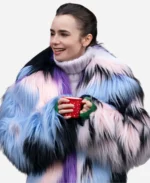 Emily In Paris S04 Lily Collins Multicolor Fur Jacket