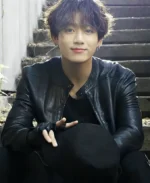 Jungkook Black Leather Jacket