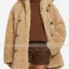 Lily Collins Beige Shearling Jacket