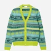 Lucas Bravo Emily In Paris S4 Green Fair Isle Cardigan