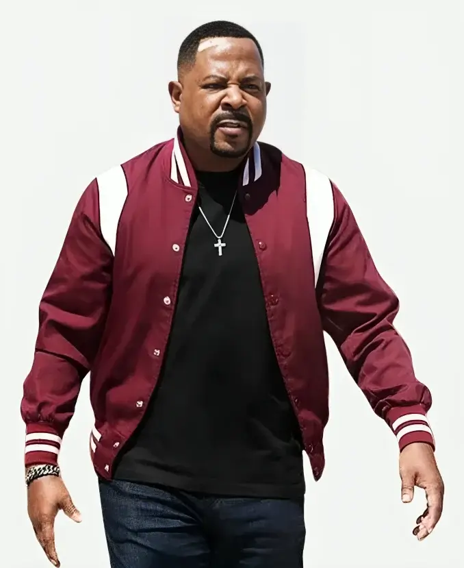 Marcus Burnett Bad Boys Ride or Die Martin Lawrence Maroon Varsity Jacket