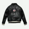 Mens-Avirex-Real-Bomber-American-Flight-Black-Leather-Jacket