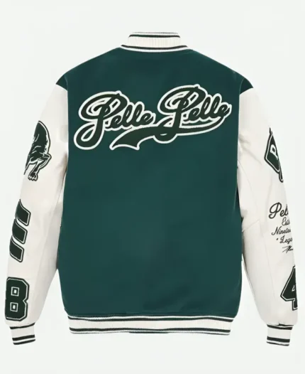 Men’s Pelle Pelle World Famous Green & White Varsity Jacket