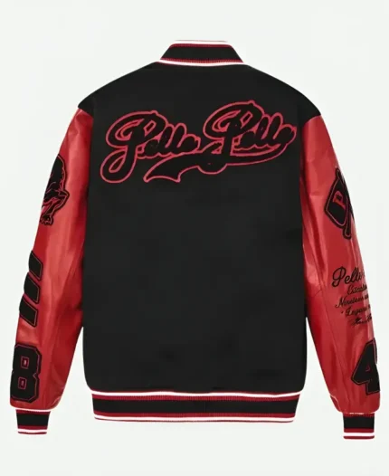 Men’s World Famous Pelle Pelle Black And Red Varsity Jacket