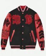 Pelle Pelle BlackRed Wool & Leather Varsity Jacket