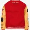 Pelle Pelle World Famous Red Wool & Yellow Leather Sleeves Varsity Jacket For Sale