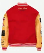 Pelle Pelle World Famous Red Wool & Yellow Leather Sleeves Varsity Jacket For Sale