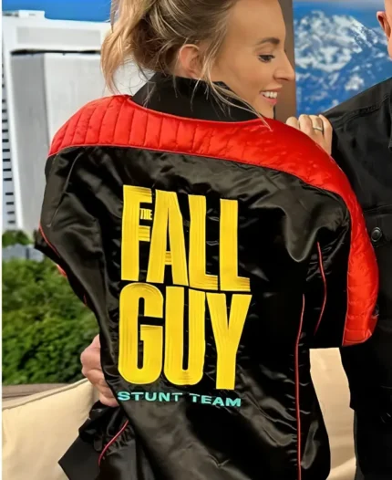 Ryan Gosling The Fall Guy Stunt Team Black and Red Satin Jacket