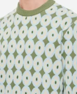 Samuel Arnold TV Series Emily In Paris Season 4 Julien Geometric Print Crewneck Green Sweater