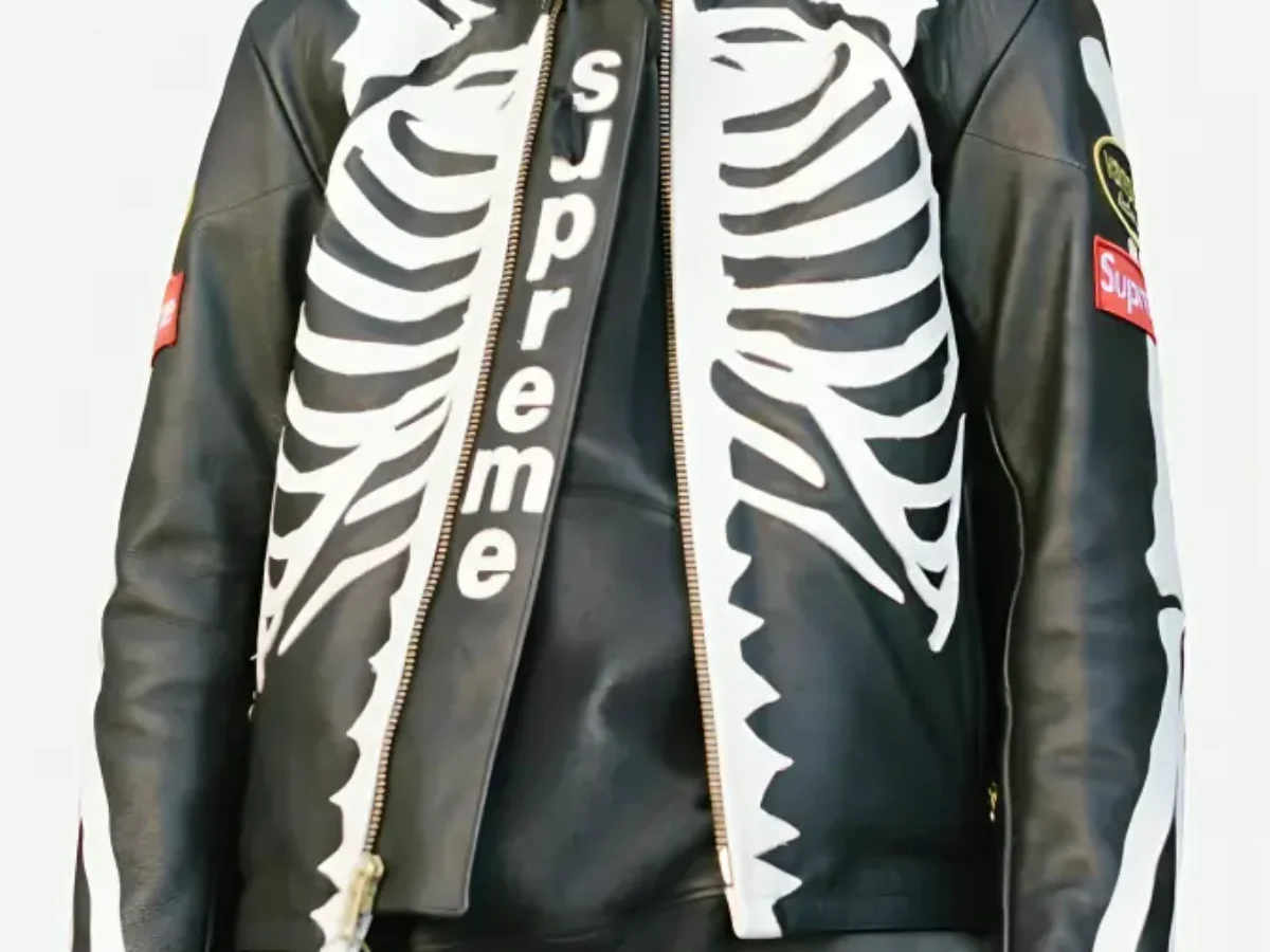 Skeleton Red Supreme Vanson Leather Bones Jacket
