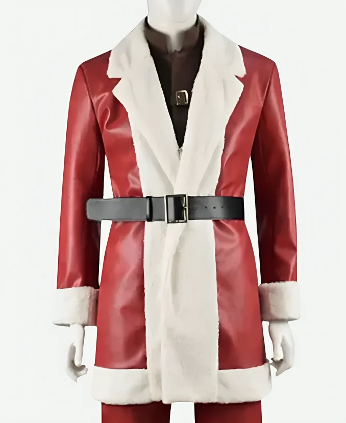 Violent-Night-Santa-Claus-David-Harbour-Red-Leather-Shearling-Jacket