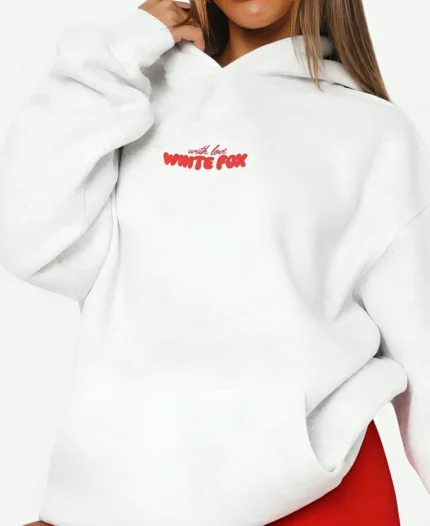 White Fox Cherry With Love in The Moment Hoodie Front