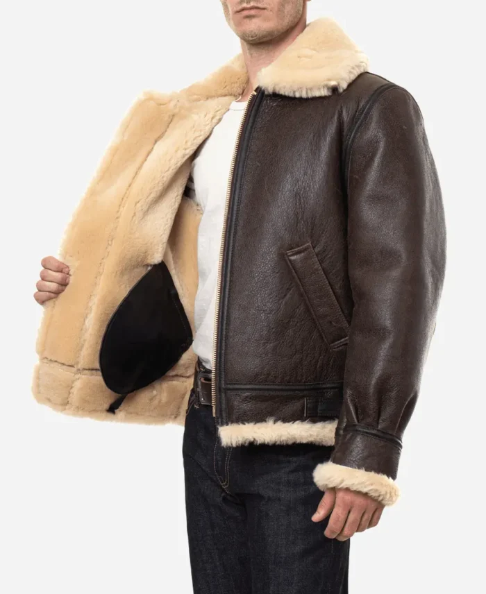 Classic-Brown-Sheepskin-B3-Bomber-Shearling-Jacket-Side