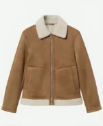 Fur-Collar-Brown-Suede-Leather-Trucker-Jacket Front