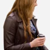 Jessica-Sipos-Movie-Love-On-The-Danube-Royal-Getaway-2024-Brown-Leather-Jacket