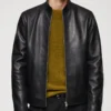 Mens-Black-Biker-Leather-Zip-Up-Jacket