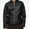 Mens-Black-Biker-Leather-Zip-Up-Jacket Front