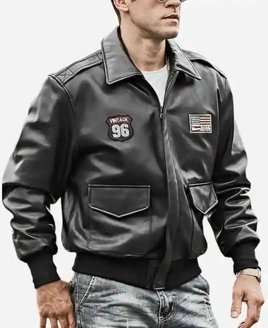 Mens-Black-Bomber-Leather-Jacket-–-Air-Force-Pilot-Style