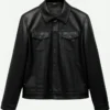 Mens-Black-Sheepskin-Leather-Trucker-Jaket-Front