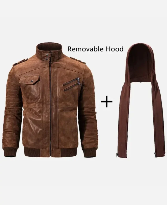 Mens-Brown-Motorcycle-Bomber-Leather-Jacket-with-Removable-Hood-3