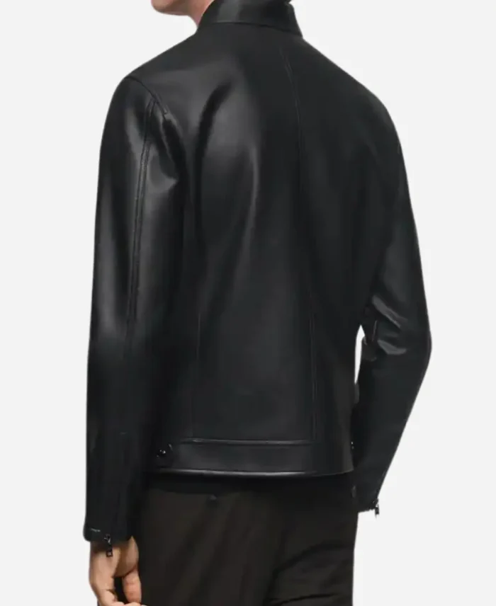 Mens-Stylish-Black-Leather-Zip-Up-Jacket-Back