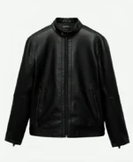 Mens-Stylish-Black-Leather-Zip-Up-Jacket Front