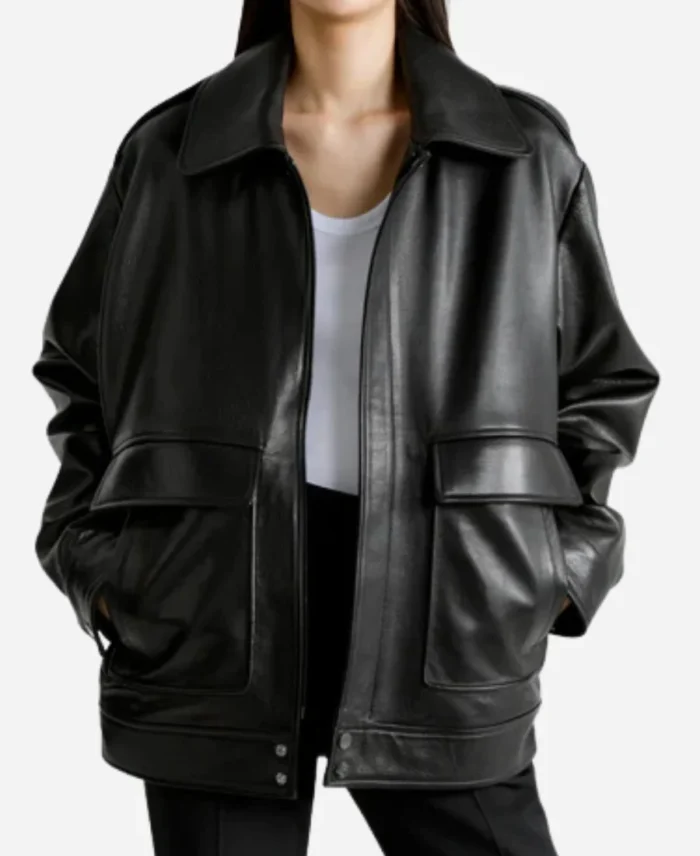 Morgan-Tv-Series-Nobody-Wants-This-Season-01-Justine-Lupe-Black-Leather-Jacket