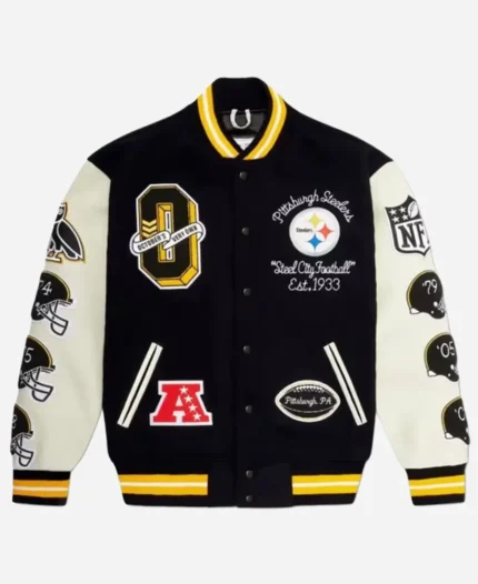 NFL-Pittsburgh-Steelers-Snoop-Dogg-Varsity-Letterman-White-And-Black-Jacket