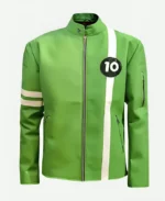 Ryan-Kelley-Ben-10-Alien-Swarm-Green-Leather-Jacket