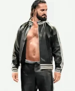 Seth-Rollins-WWE-Monday-Night-Raw-2024-Black-Leather-Bomber-Jacket