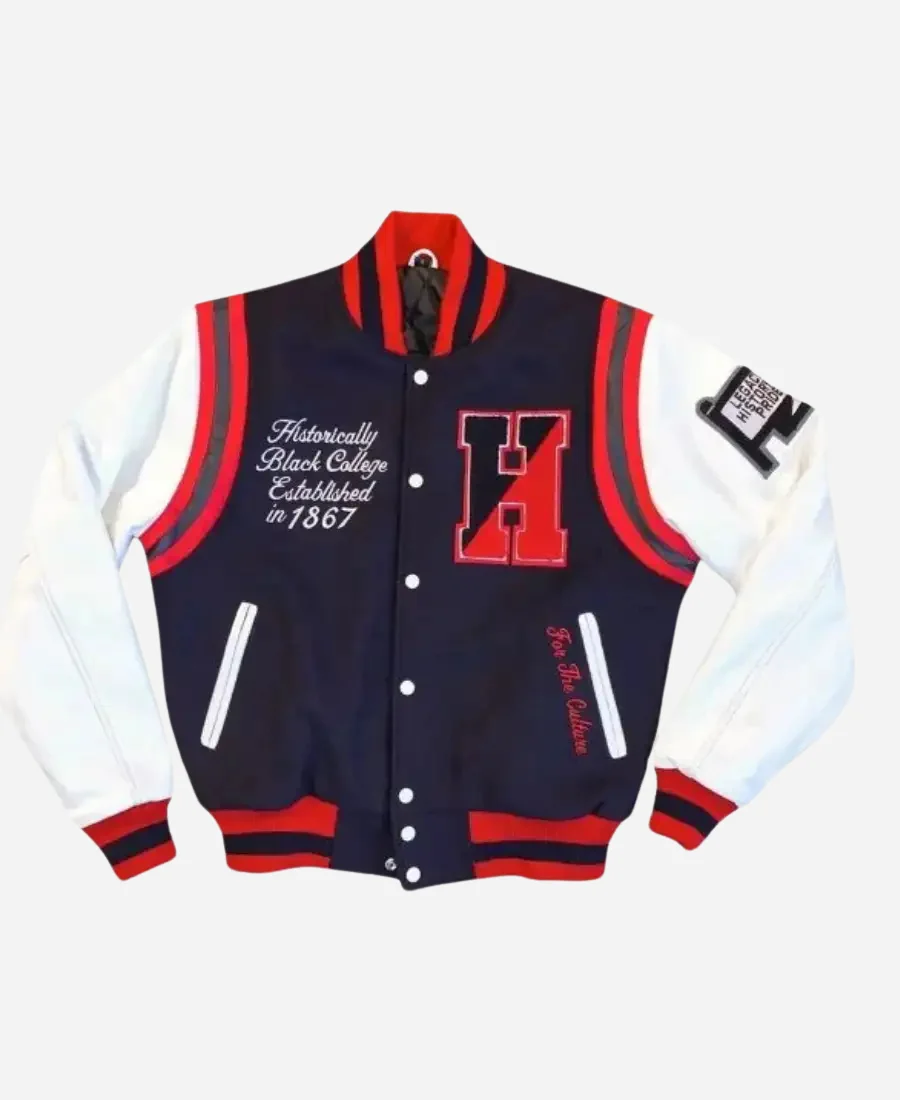 The-Mecca-Howard-University-Blue-And-White-Varsity-Bomber-Jacket