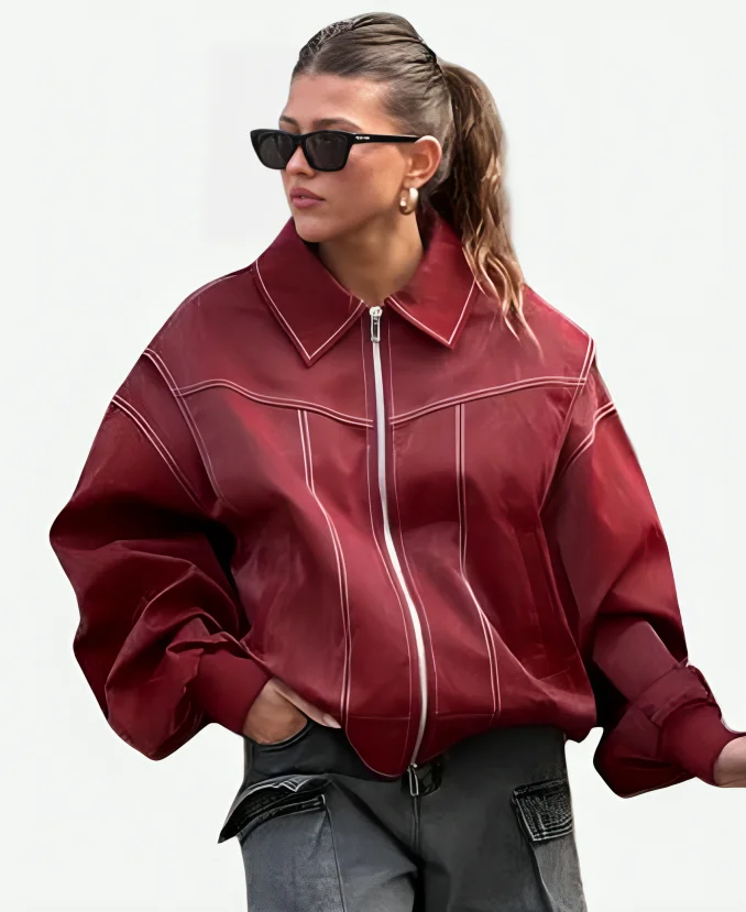 The-Room-Antwerp-Oversized-Red-Cotton-Polyester-Jacket