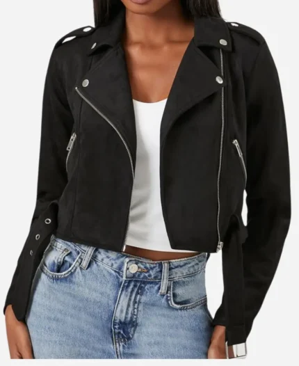 Womens-Black-Cropped-Suede-Leather-Jacket