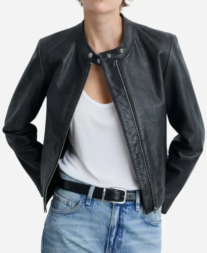 Womens-Black-Zippered-Biker-Leather-Jacket