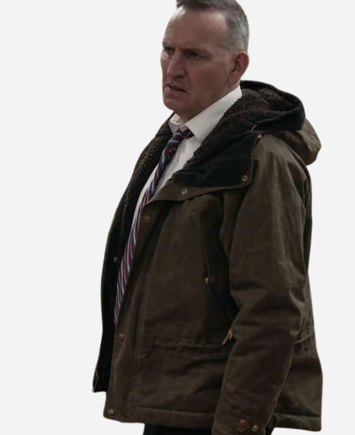 Christopher Eccleston Tv Series True Detective Season 04 Ted Corsaro Brown Cotton Hooded Jacket