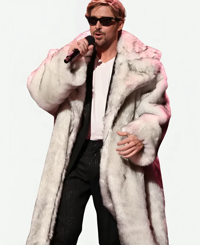 Gosling SNL White Faux Fur Coat