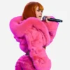 Ice Spice Times Square Fortnite Pink Fur Jacket