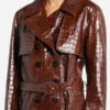 Mabel Mora Tv Series Only Murders in the Building Season 04 Selena Gomez Brown Crocodile Trench Coat details