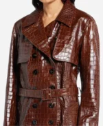 Mabel Mora Tv Series Only Murders in the Building Season 04 Selena Gomez Brown Crocodile Trench Coat details