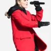 Meg Donnelly 100th Thanksgiving Day Wool Red Trench Coat 