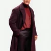 Movie 2024 Red One Premiere Dwayne Johnson Maroon Wool Long Coat