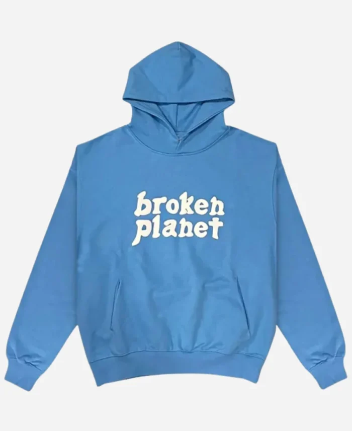 Pullover Blue Broken Planet Fleece Hoodie For Sale