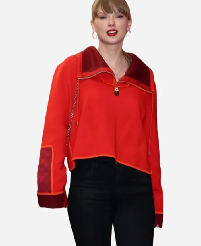 Taylor Swift Chief vs Raiders Louis Vuitton Quarter Zip Red Sweater For Womens