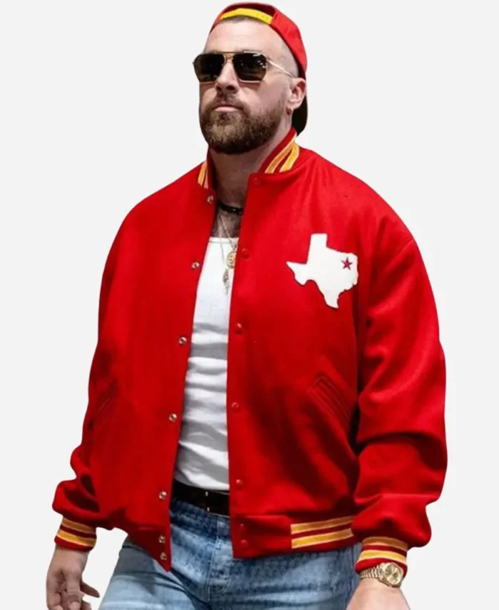 Travis Kelce Dallas Texans Red Varsity Jacket