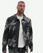 Travis Kelce Slashed Floral Blue Denim Jacket