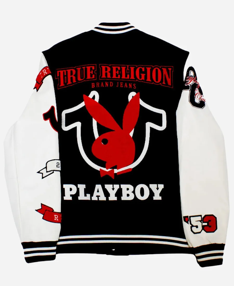 True Religion X Playboy Bomber Varsity Jacket For Sale