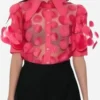 Tv Series Elsbeth Season 2 Carrie Preston Pink Mesh Polka Dot Blouse