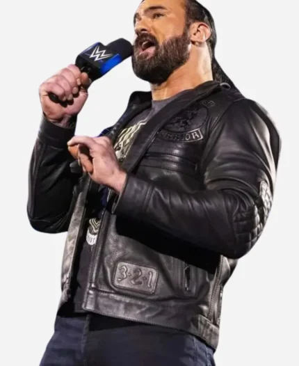 WWE Raw 2023 Drew McIntyre Black Leather Jacket For Sale